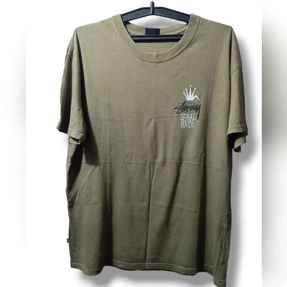 Stussy Global Roots 50/50 Short Sleeve Tee Dusty Khaki - Picture 3 of 13